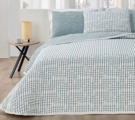 Colcha Jacquard reversible Geométrica Contemporánea Cronos 768 05 Verde, 