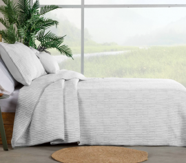 Colcha Set  Maltes 908 color 12 Gris, jacquard reversible textura lineal