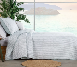 Colcha Set  Maltes 908 color 15 Agua, jacquard reversible textura lineal