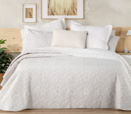 Colcha Set  Maltes 906 color 07 Beige, Jacquard reversible hojas
